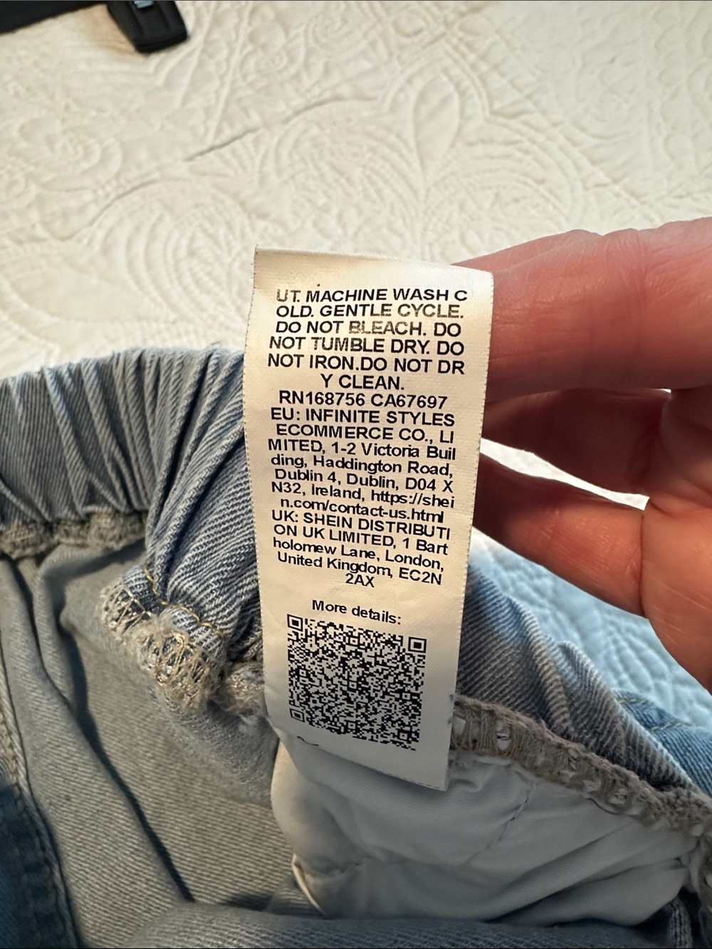 Wide-leg Embroidered Light Blue Drawstring Jeans Sz 28 NWOT - Picture 5 of 5
